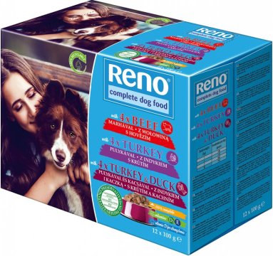 RENO kapsička hovädzie, morčacie, kačacie pre psov - 12x100g